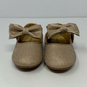 Felix & Flora Girls Shoes Sz 5 Gold Glitter Sparkle Bow Flats Holiday U5